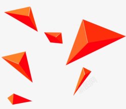 小三角形装饰透明png红色三棱锥矢量元素高清图片