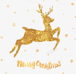 手绘金色星花麋鹿圣诞节装饰素材