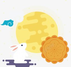 中秋节月饼月兔月球卡通字幕平面对话框字幕条卡通素材
