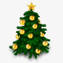 挂满金色圣诞礼物的圣诞树免扣图素材