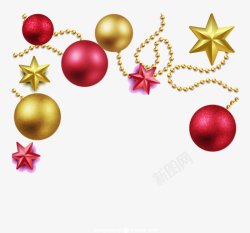 红星金星串珠3d彩色圣诞球装饰素材