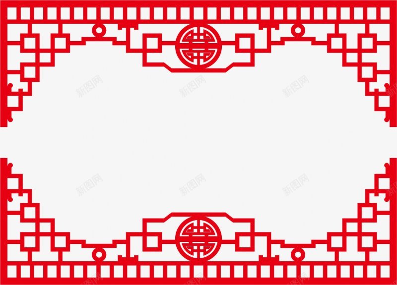 古典中式中国风红色花纹祥云边框边角标题栏外框剪纸透png免抠素材_新图网 https://ixintu.com 透明可下载