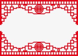 古典中式中国风红色花纹祥云边框边角标题栏外框剪纸透素材
