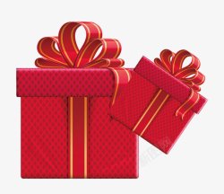 00668红色的斑点礼品盒子装饰着简单的丝带创意礼素材
