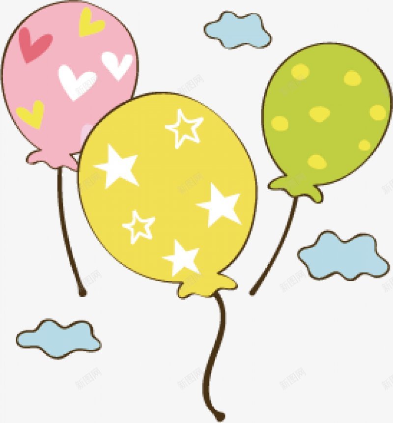 手绘彩色气球装饰png免抠素材_新图网 https://ixintu.com 彩球 气球 气球热气球 漂浮 礼物 礼盒 降落伞