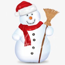 戴帽子拿扫把的圣诞雪人装饰图素材