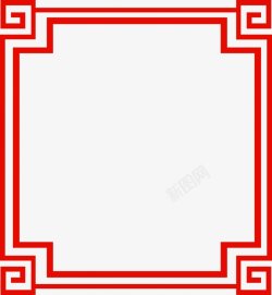中国传统方形回形纹边框透明中国素材