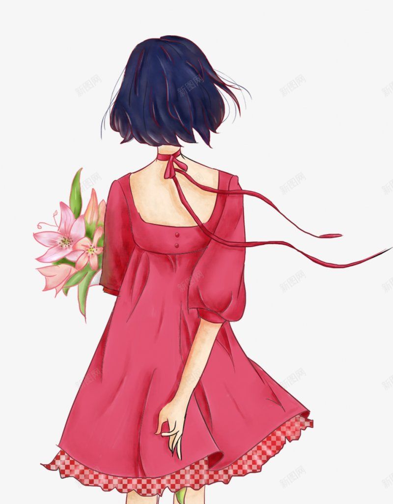 花季少女插画女孩PNS透明底png免抠素材_新图网 https://ixintu.com PNS透明底 插画女孩 花季少女