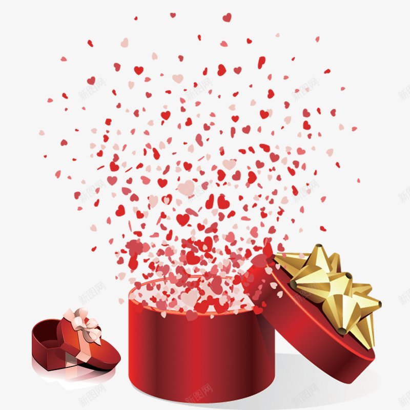 00669一个红色的礼品盒子里面飞出许多红心创意礼png免抠素材_新图网 https://ixintu.com 礼盒