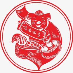 中国风红色喜庆节日新年春节生肖花鸟福字窗花剪纸透明素材