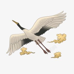 日本和风水墨中国风古风古典仙鹤飞翔丹顶鹤火烈鸟透明素材