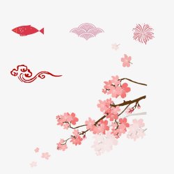 粉色樱花桃花祥云新年节日中秋烟花透明图素材