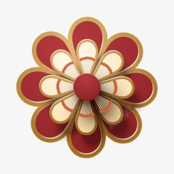 金色红色花朵立体中国风花朵祥云个性片中国风素材