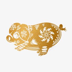中国风传统烫金花纹金猪装饰素材