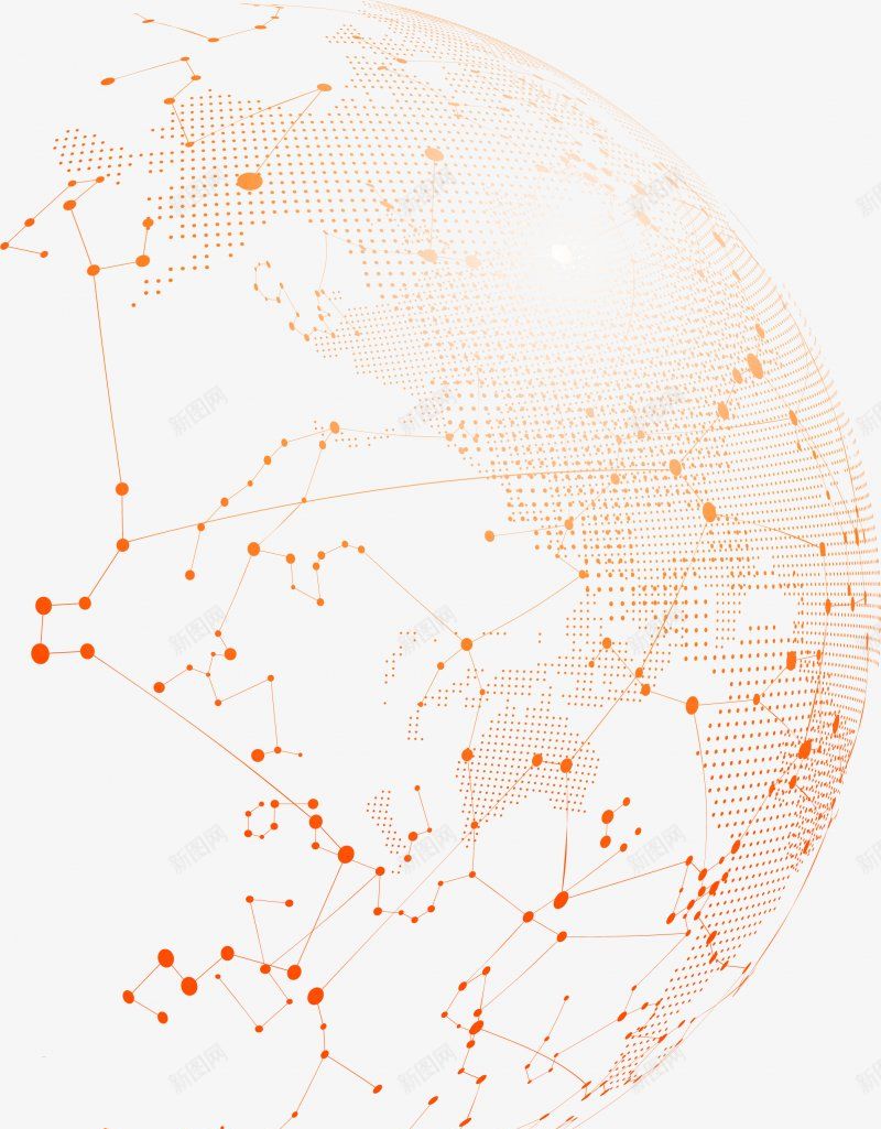 橙色点线科技地球插画png免抠素材_新图网 https://ixintu.com 点线地球 橙色地球 科技感 地球 星光 橙色 装饰