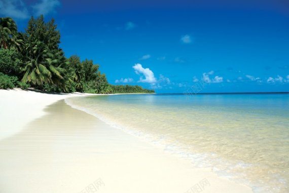 沙滩大海自然风光自然风景山水沙滩蓝天白云大图背景
