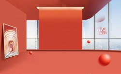 化妆品详情用图全屏1920C4D建模场景立体化妆品场景图几何图形高清图片