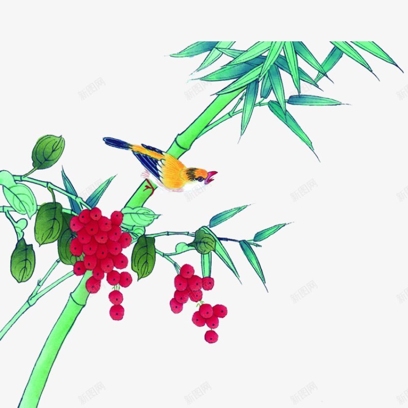 中国画花鸟透明手绘花奔png免抠素材_新图网 https://ixintu.com 中国画花鸟 手绘花奔 透明