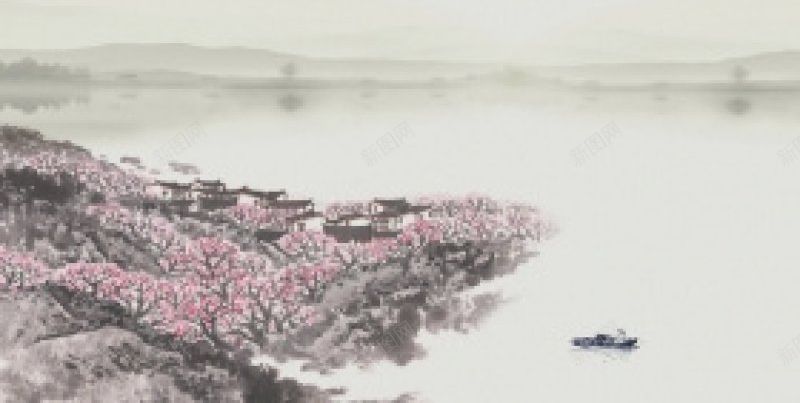 水墨山水桃花国画H5免费H5jpg设计背景_新图网 https://ixintu.com 免费H5 水墨山水桃花国画H5