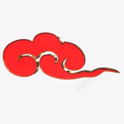 手绘红色中国古典新年祥云装饰图素材