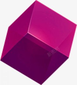 手绘紫色立方体几何促销活动装饰素材