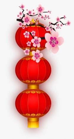 春节新春元旦节日灯笼炮竹剪纸红色拜年中国结灬小狮子素材