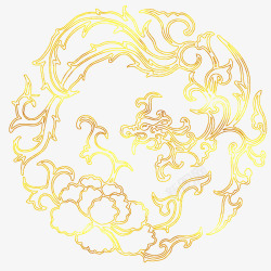 龙行镂空花中国传统图案浮雕花烫金花纹高清图片