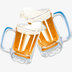 饮料啤酒商标手绘两杯啤酒高清图片
