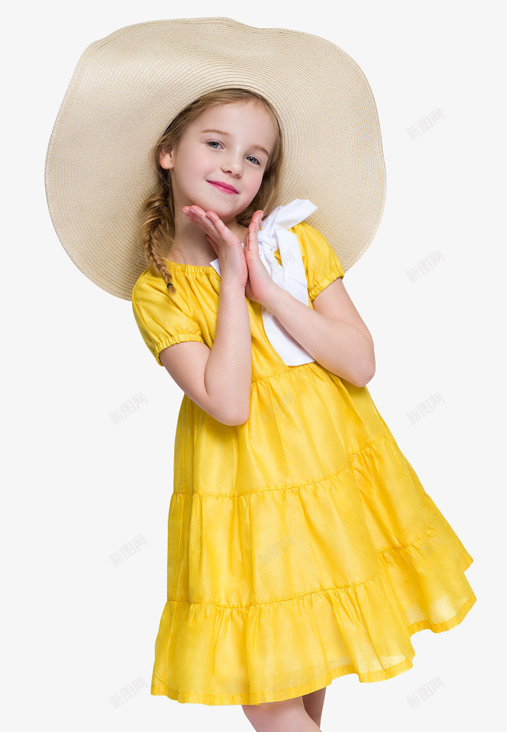 可爱的小女孩png免抠素材_新图网 https://ixintu.com 可爱女孩 女裙 小女孩 戴帽子的女孩 黄色裙子