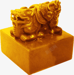 中国风金色狮子印章素材