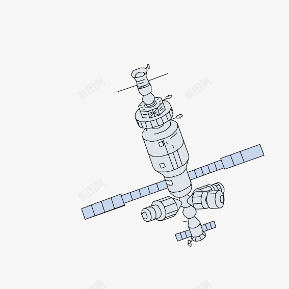 手绘卫星png免抠素材_新图网 https://ixintu.com 卫星 宇宙飞船 科技