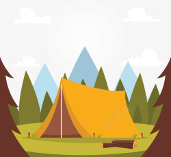 野外露营黄色帐篷矢量图素材