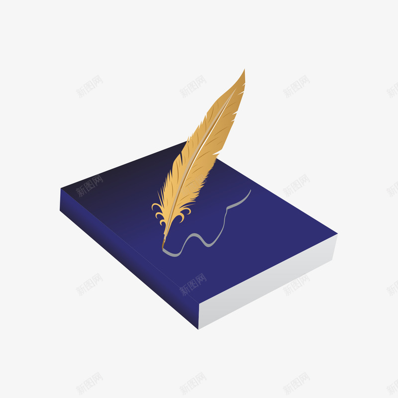 羽毛笔和书本png免抠素材_新图网 https://ixintu.com 一支 书本 卡通 手绘 画痕 简图 羽毛 蓝色的