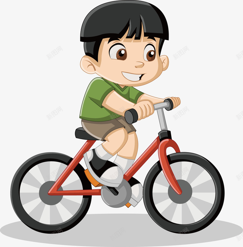 骑着自行车的小男孩png免抠素材_新图网 https://ixintu.com 卡通人物 小男孩 自行车