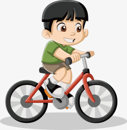 骑着自行车的小男孩素材
