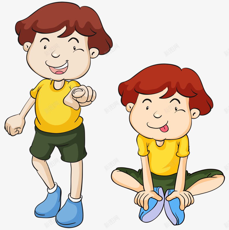 双胞胎男孩png免抠素材_新图网 https://ixintu.com 兄弟 双胞胎 手绘 男孩