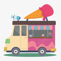 移动摊贩冰淇淋车矢量图高清图片
