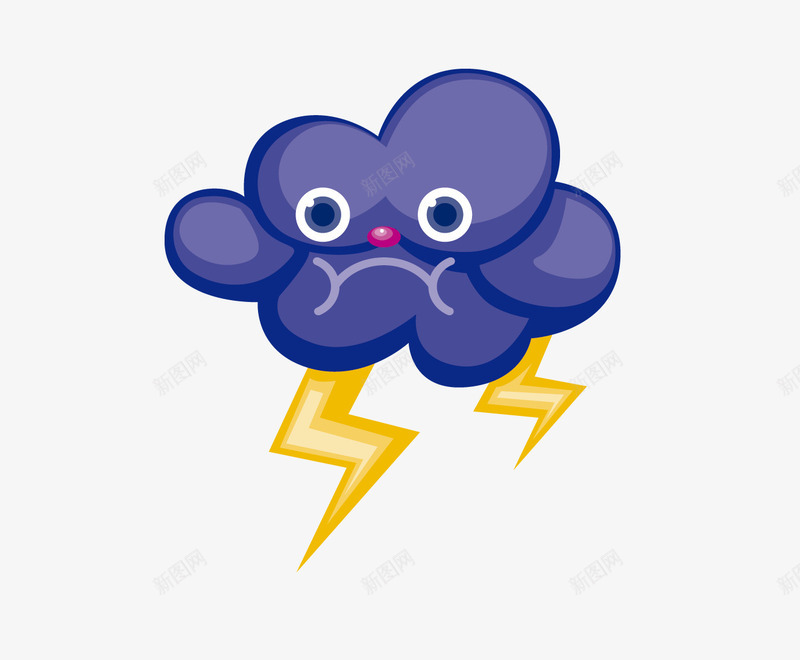 卡通乌云闪电图标png_新图网 https://ixintu.com 下雨 乌云 卡通天气 卡通天气图标 矢量素材 雷电