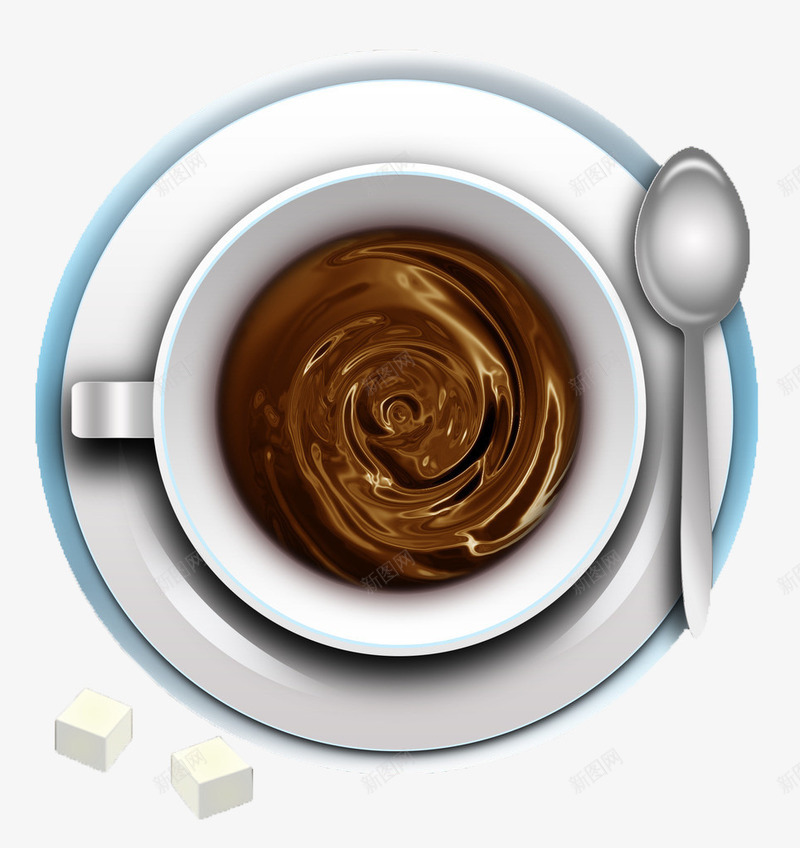一杯咖啡png免抠素材_新图网 https://ixintu.com 一杯咖啡 咖啡 方糖 棕色咖啡 汤勺 白色咖啡杯 白色托盘 装饰 饮品