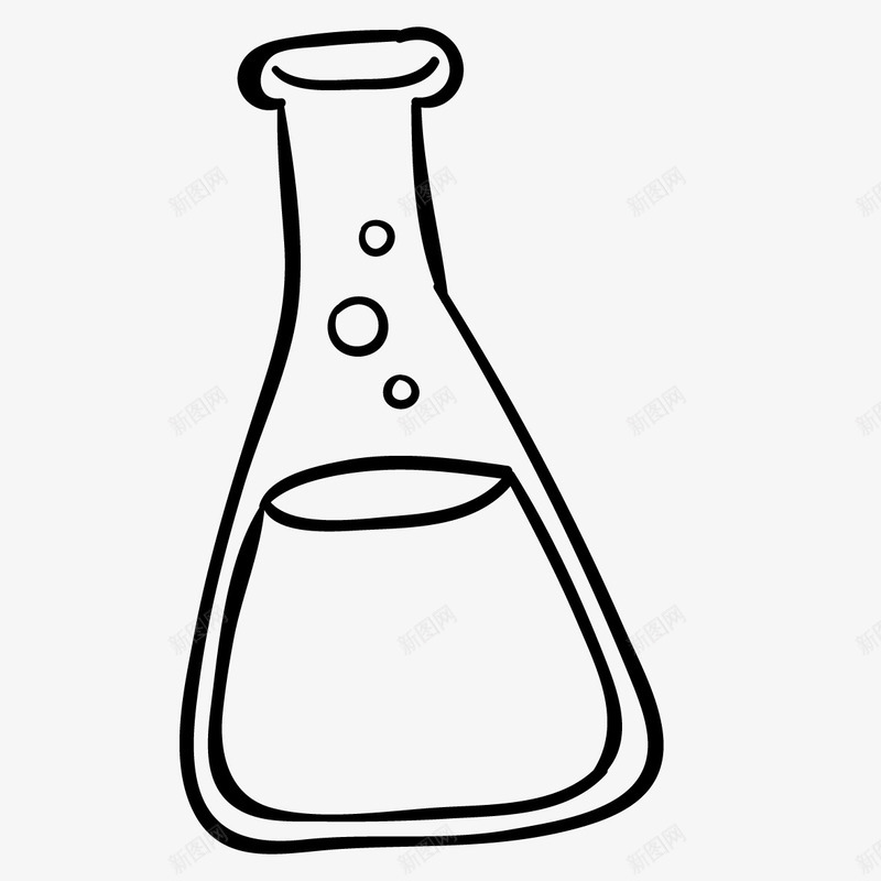 手绘锥形瓶图标png_新图网 https://ixintu.com 化学用具 手绘图 玻璃瓶 瓶子 简笔图 锥形瓶