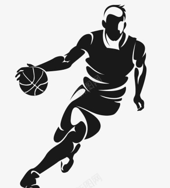 手绘运着篮球的人图标图标