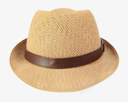 宽皮带棕色度假镂空棕色皮带男士沙滩帽高清图片