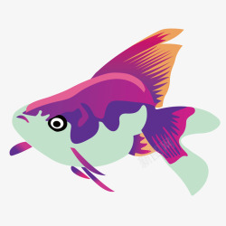 紫色卡通金鱼海底鱼素材