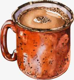 水彩棕色杯子和咖啡素材