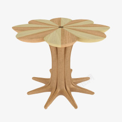 木头桌花形咖啡桌椅高清图片