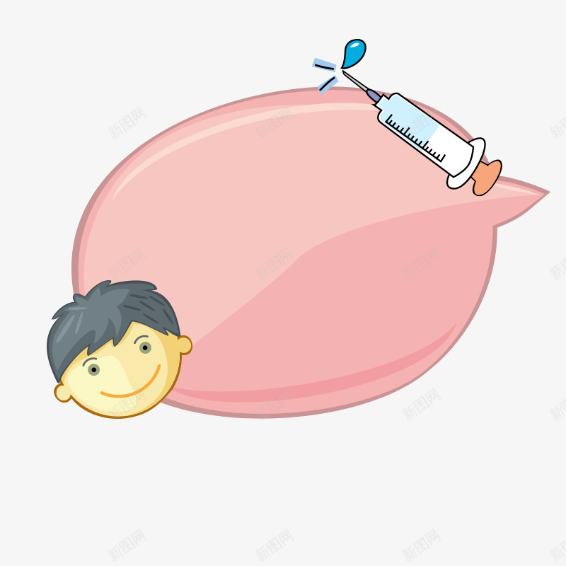 医疗用品针管psd免抠素材_新图网 https://ixintu.com 医疗用品 卡通形式 男孩 粉色 边框设计 针管