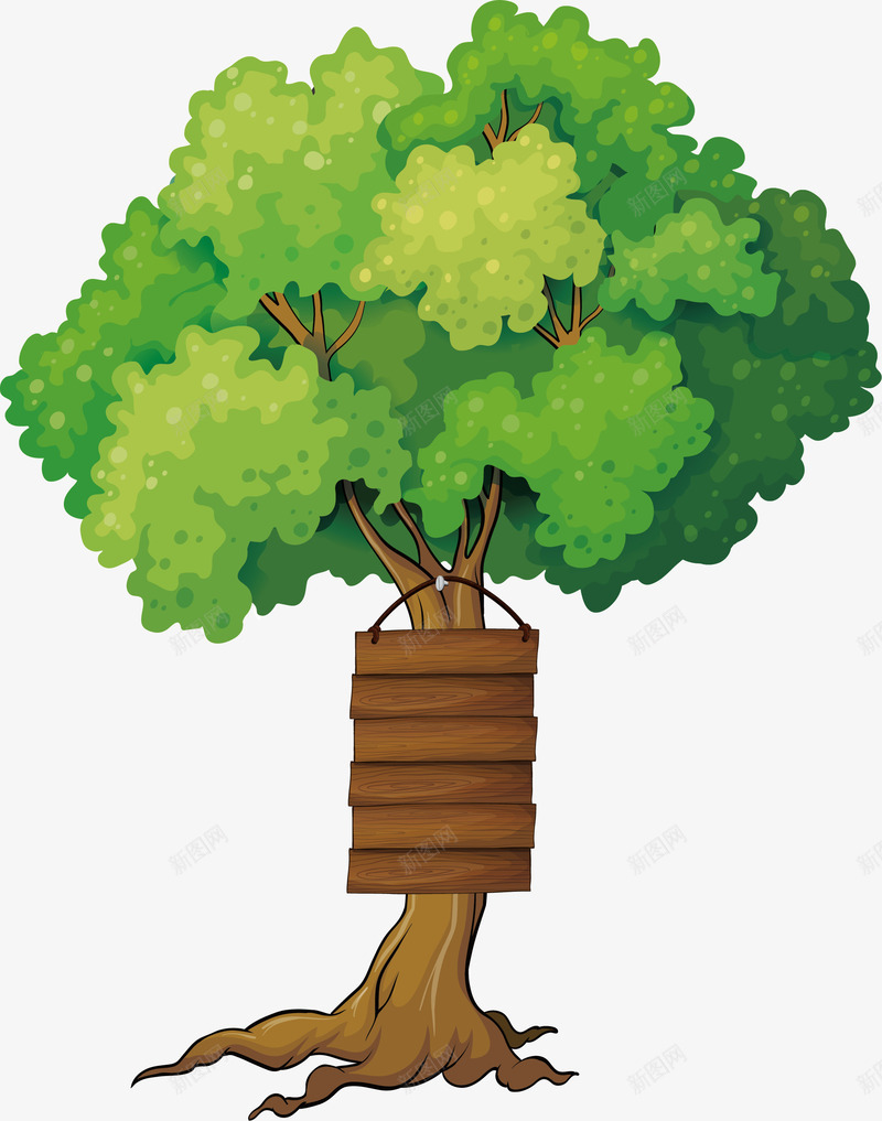 大树上的告示板png免抠素材_新图网 https://ixintu.com 告示板 指路牌 木质告示板 矢量素材 茂盛大树