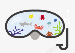 潜水眼镜里面的海底世界创意素材