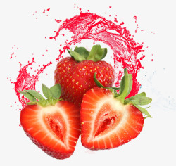 冰镇水果果汁飞溅果汁的草莓高清图片