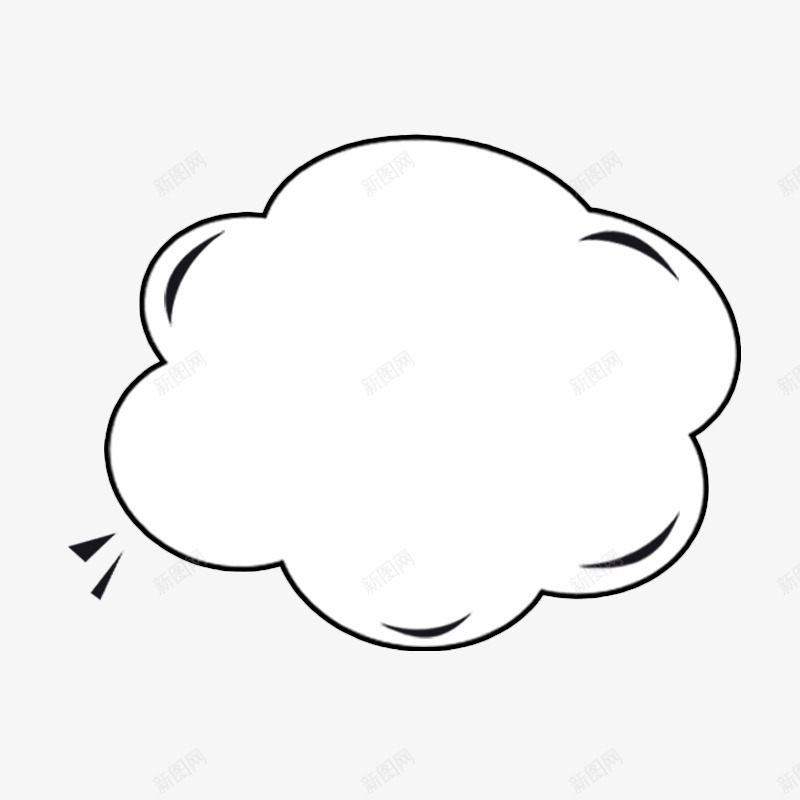 黑白云朵对话框png免抠素材_新图网 https://ixintu.com 云元素 云朵对话框 卡通 漫画 语气框 边框 黑白配